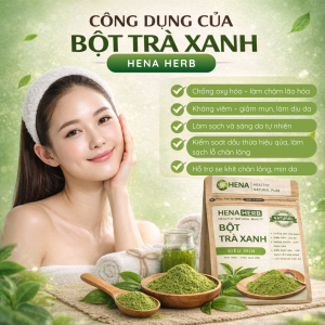 Bột Trà Xanh Nguyên Chất 100% - Hena Herb